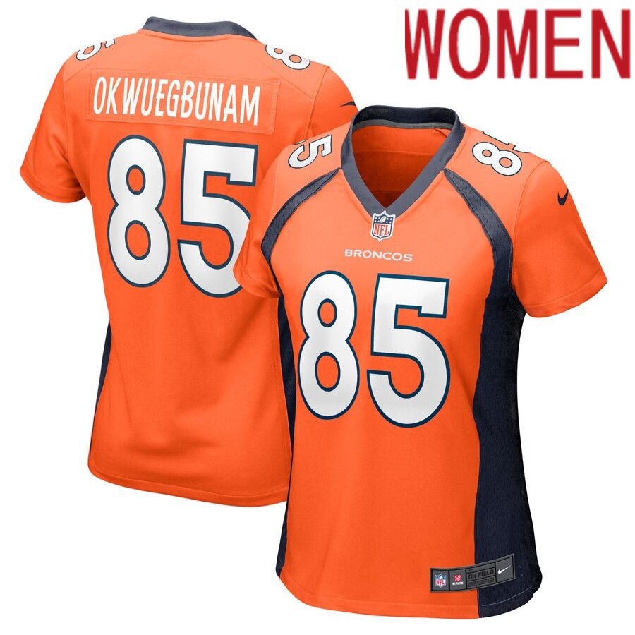 Women Denver Broncos 85 Albert Okwuegbunam Nike Orange Game NFL Jersey